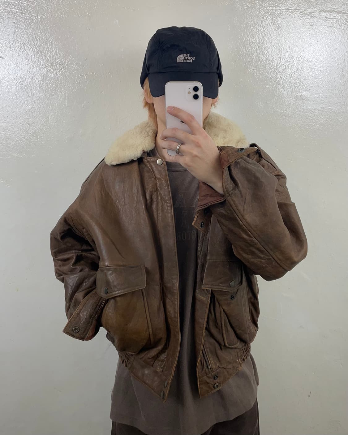 브라운 봄버가죽 자켓  상품이미지3