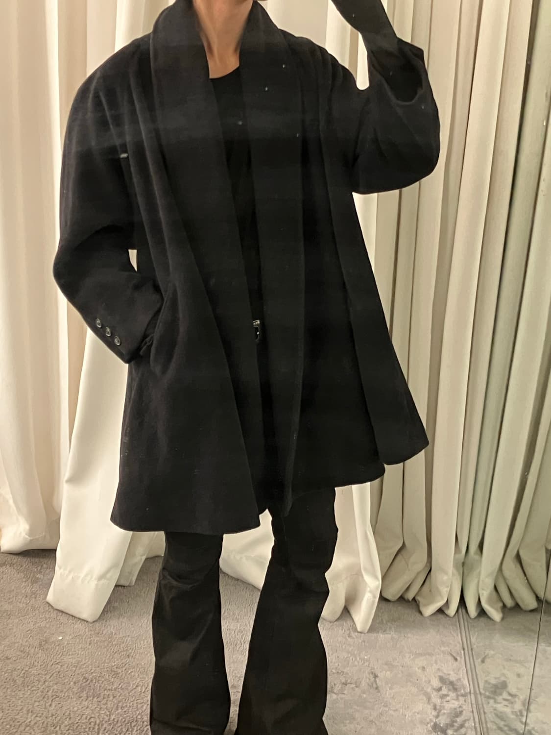 andre 블랙 숄칼라 하프코트 상품이미지5