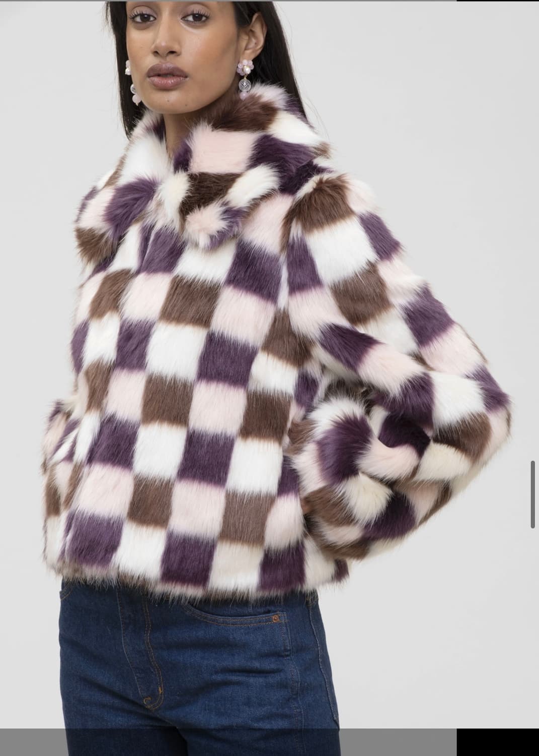 쉬림프 체크 퍼 아우터 8사이즈 상품이미지1