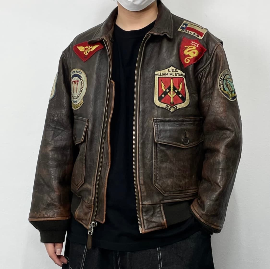 아비렉스 G-1 패치워크 천연가죽 플라이트 자켓 상품이미지3