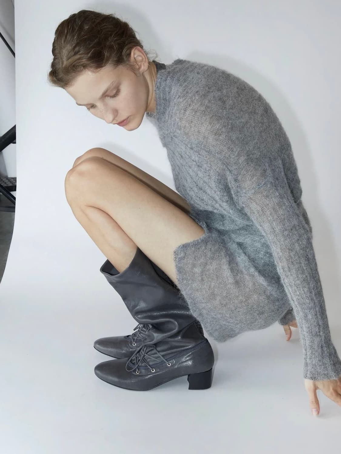 양가죽 그레이 롱부츠 상품이미지2