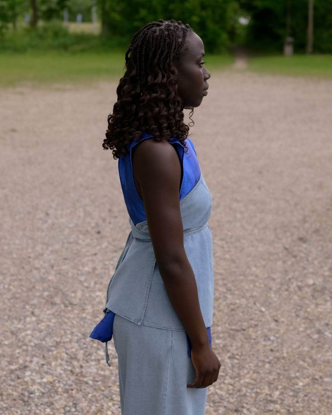 [XS,S,M,L]베이스레인지 Eye 원 숄더 탑/라이트 블루 워시 상품이미지2