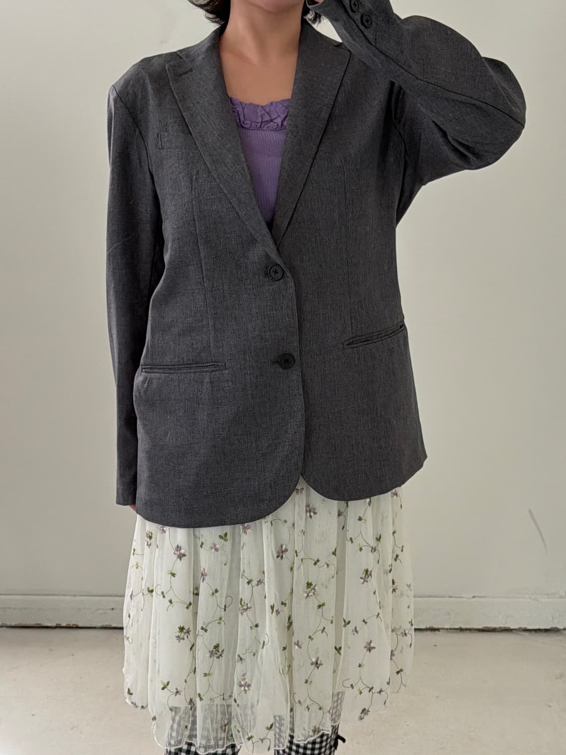 일본빈티지 라벤더 프릴 롱슬리브 상품이미지3