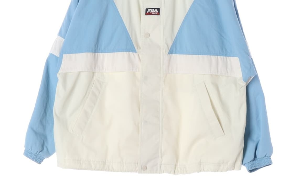 휠라 스카이블루 배색 올드스쿨 웜업 자켓 M 상품이미지4
