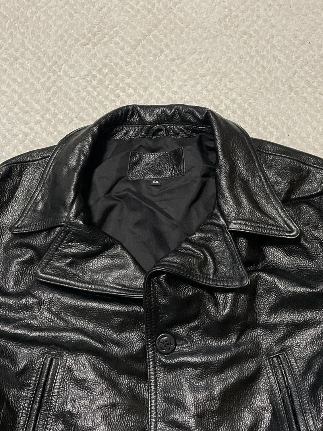 [5XL] 웨스턴 무드 카우하이드 소가죽 레더 카 코트(105~) 상품이미지3