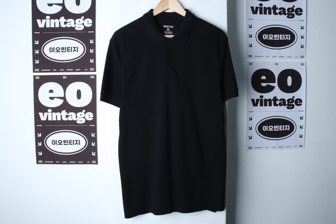 (XL-2XL) 지오다노 반팔 카라 티셔츠 무지 블랙 기본-H32834 상품이미지2