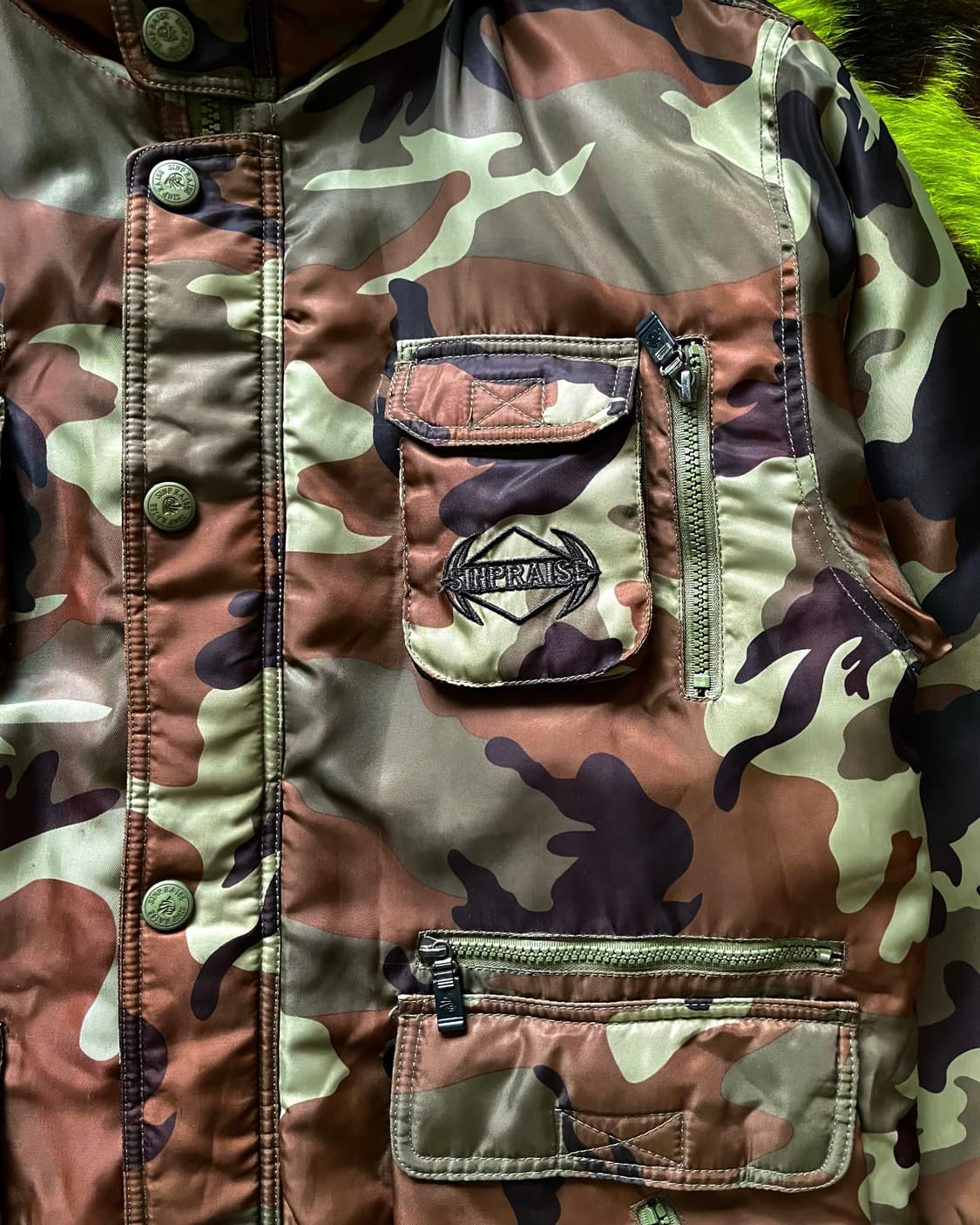 90-00s Vintage Y2K Camo Fur Hood Padding 상품이미지9