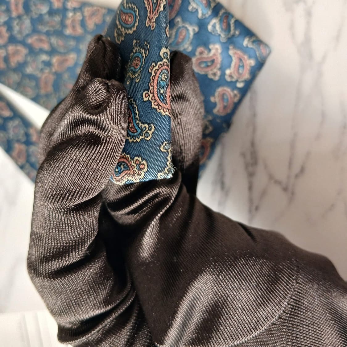 랑방 실크 네이비 페이즐리 넥타이 8.5cm A~B등급 E871 상품이미지8