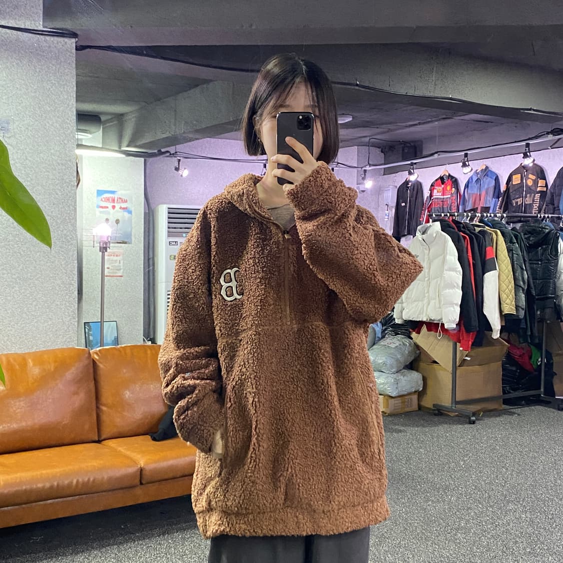 MLB 브라운 플리스 아노락 b3366 상품이미지1