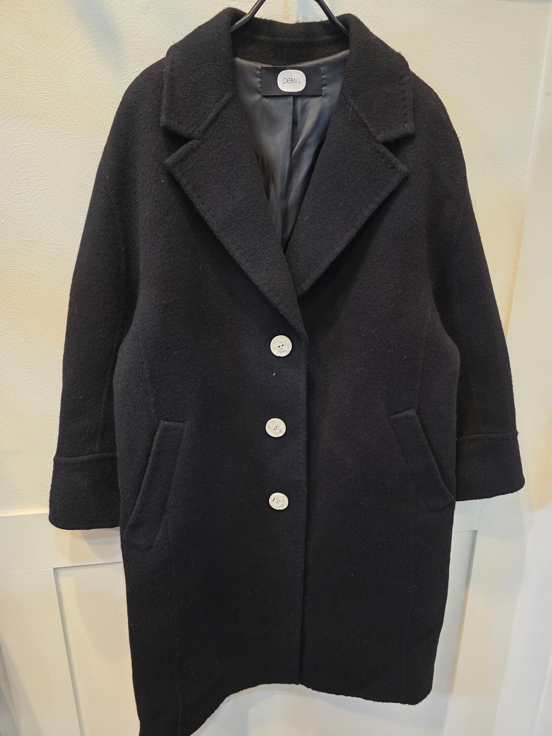 DEWL 알파카 블랙 모직 싱글코트 상품이미지2