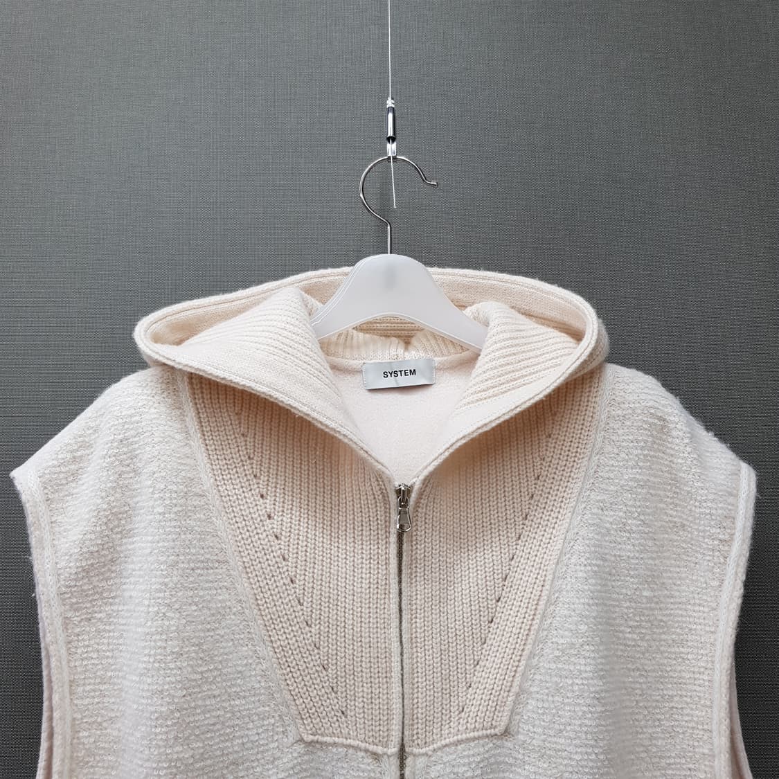 한섬 시스템 2024 후드 니트 집업 베스트 F사이즈 상품이미지2