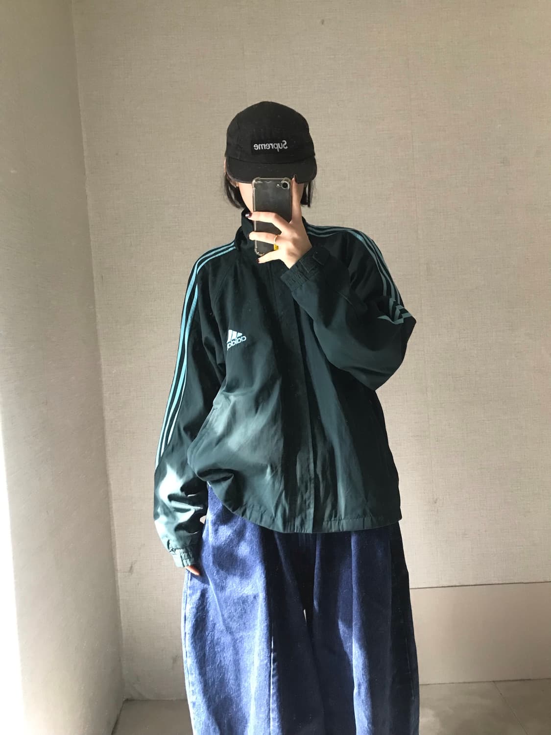 아디다스90s 딥그린 빅로고 바람막이 상품이미지4