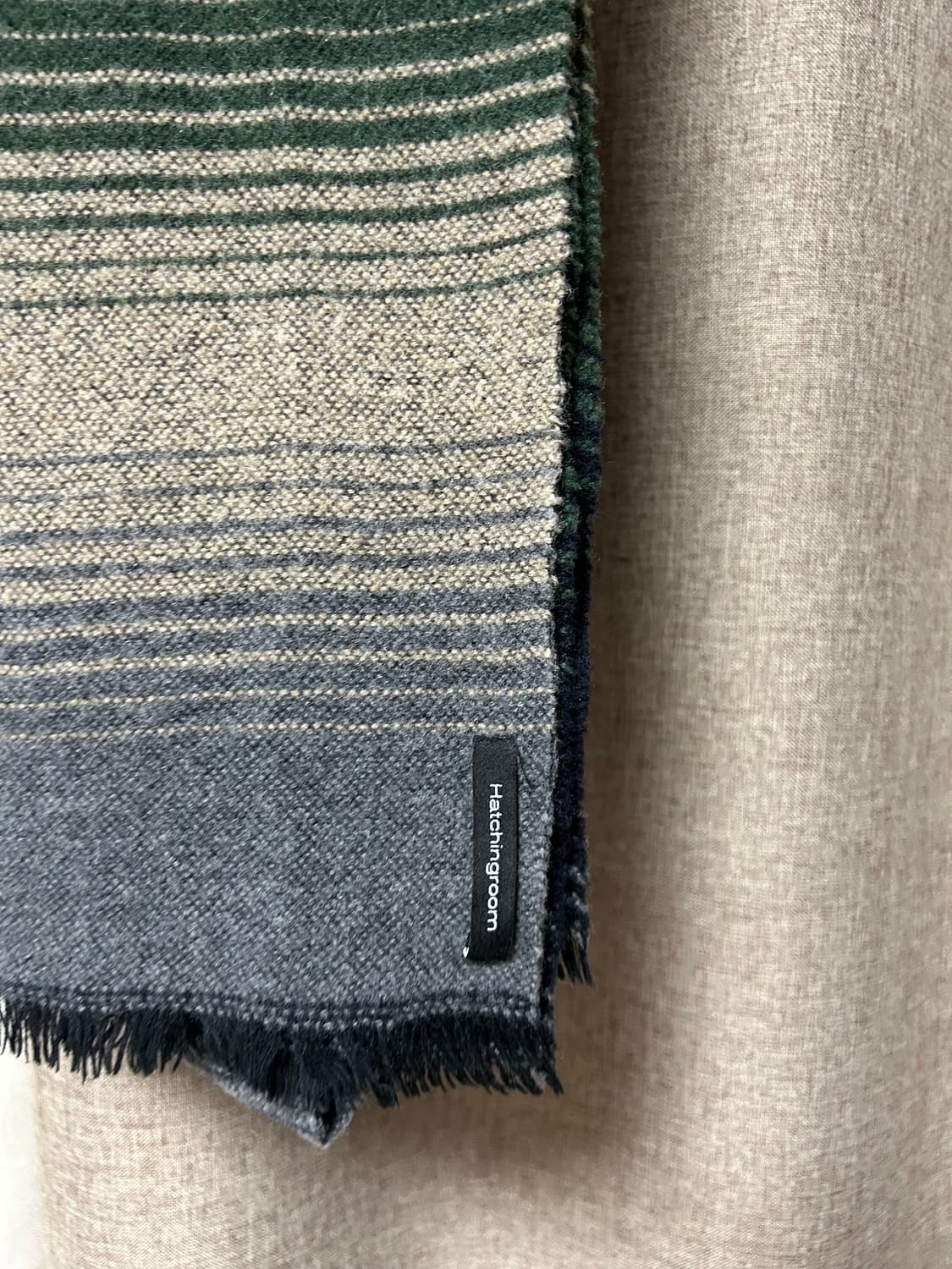 해칭룸 스트라이프 울 머플러 그린 상품이미지3