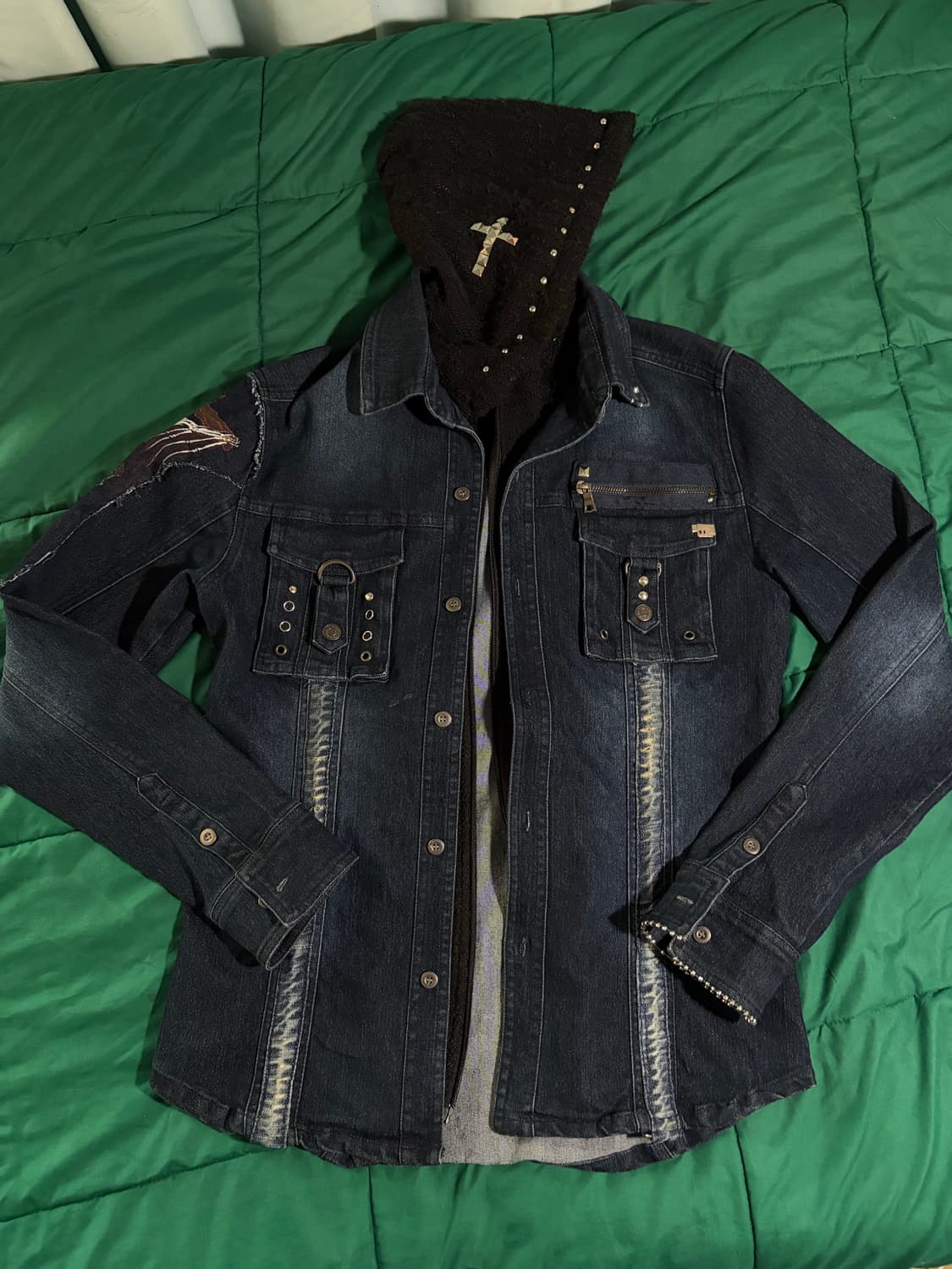 knit hooded denim jacket 상품이미지2