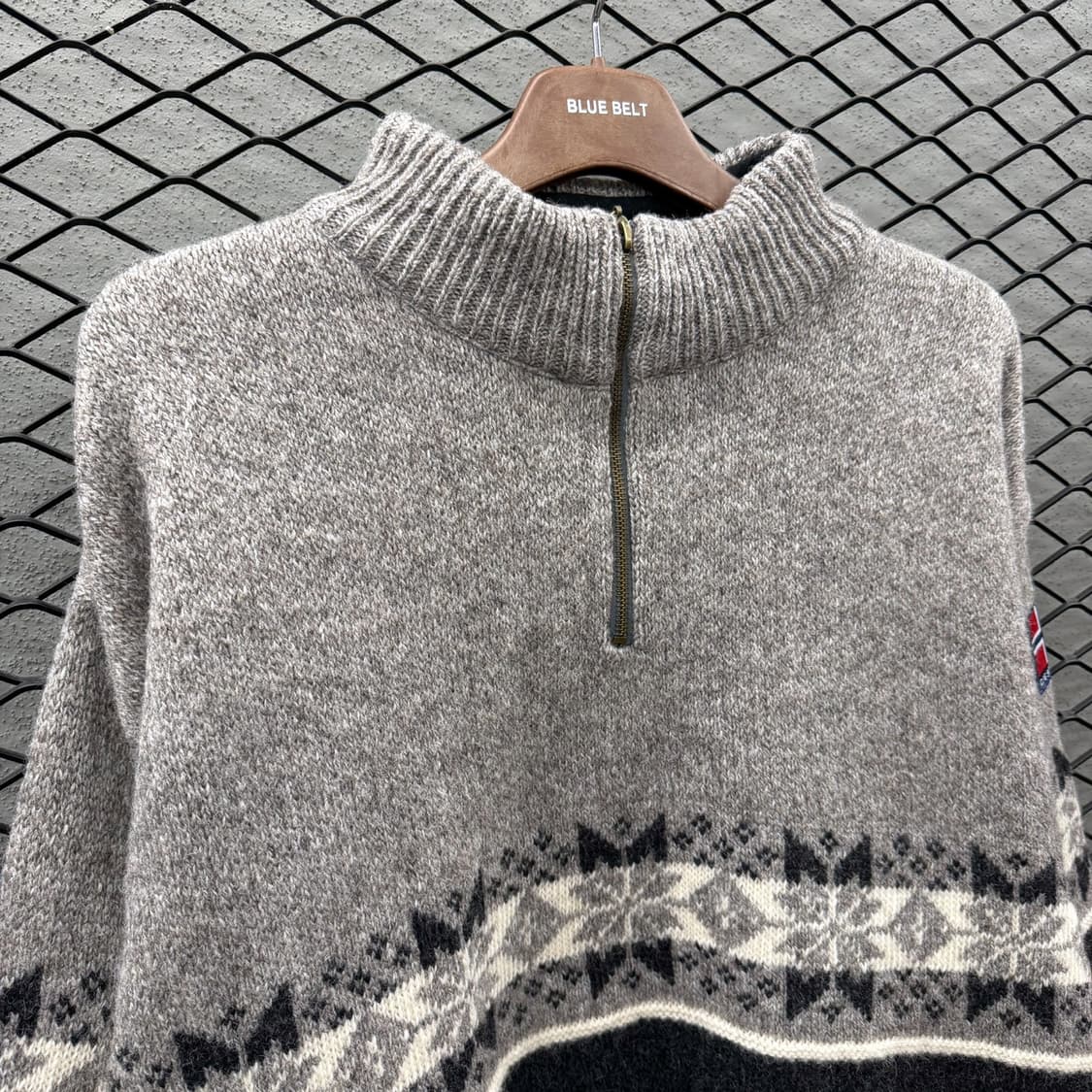 USA VINTAGE 반집업 울니트 노르딕 패턴 암패치 디테일 그레이 상품이미지4