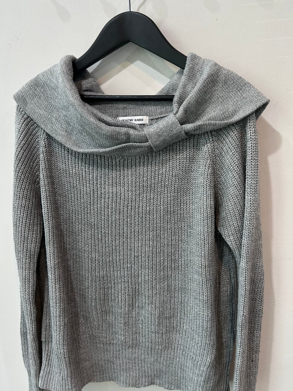 그레이 리본디테일 니트 상품이미지4