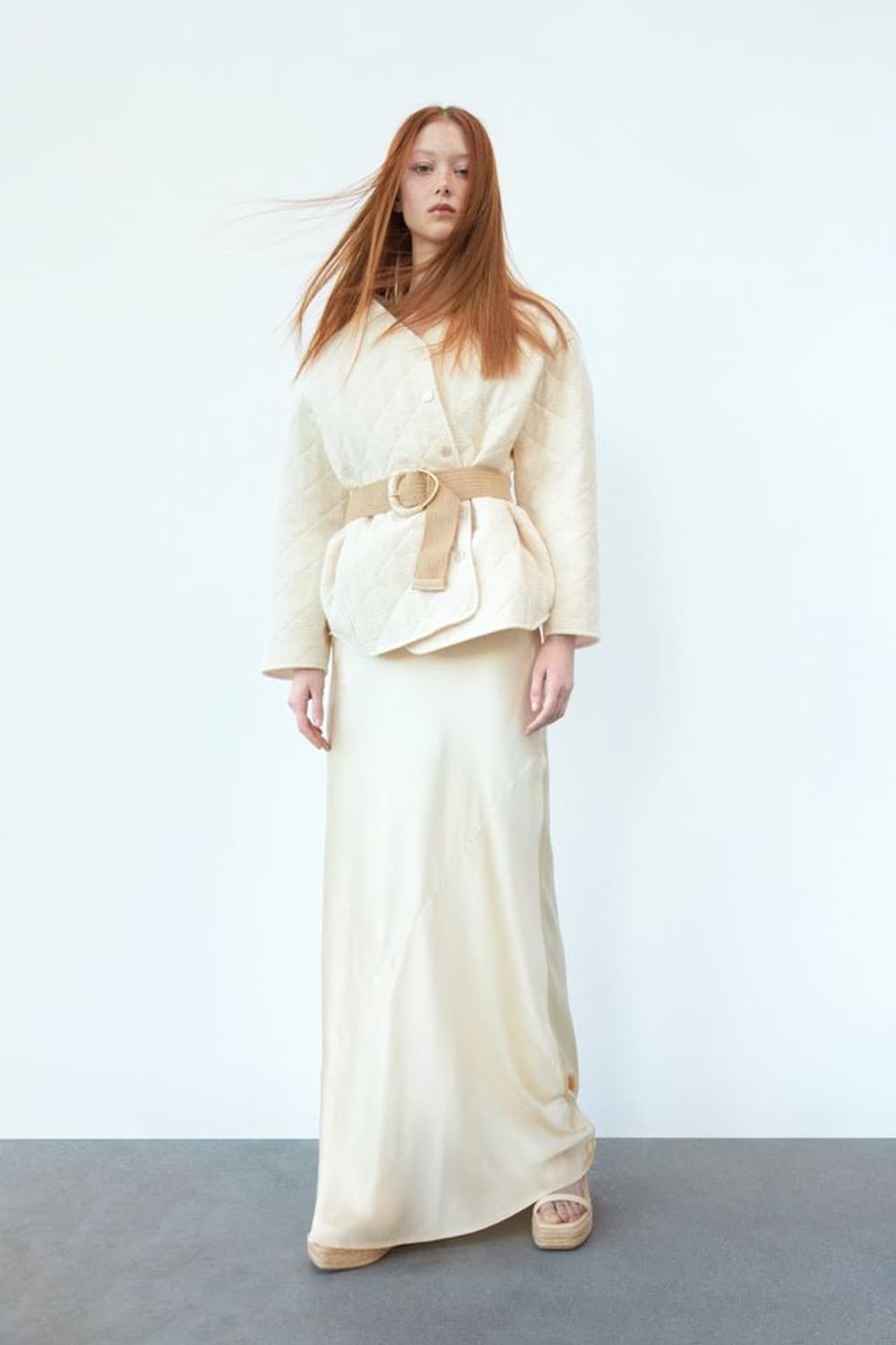 ZARA 자라 아이보리 노카라 퀼팅 자켓 S 상품이미지1