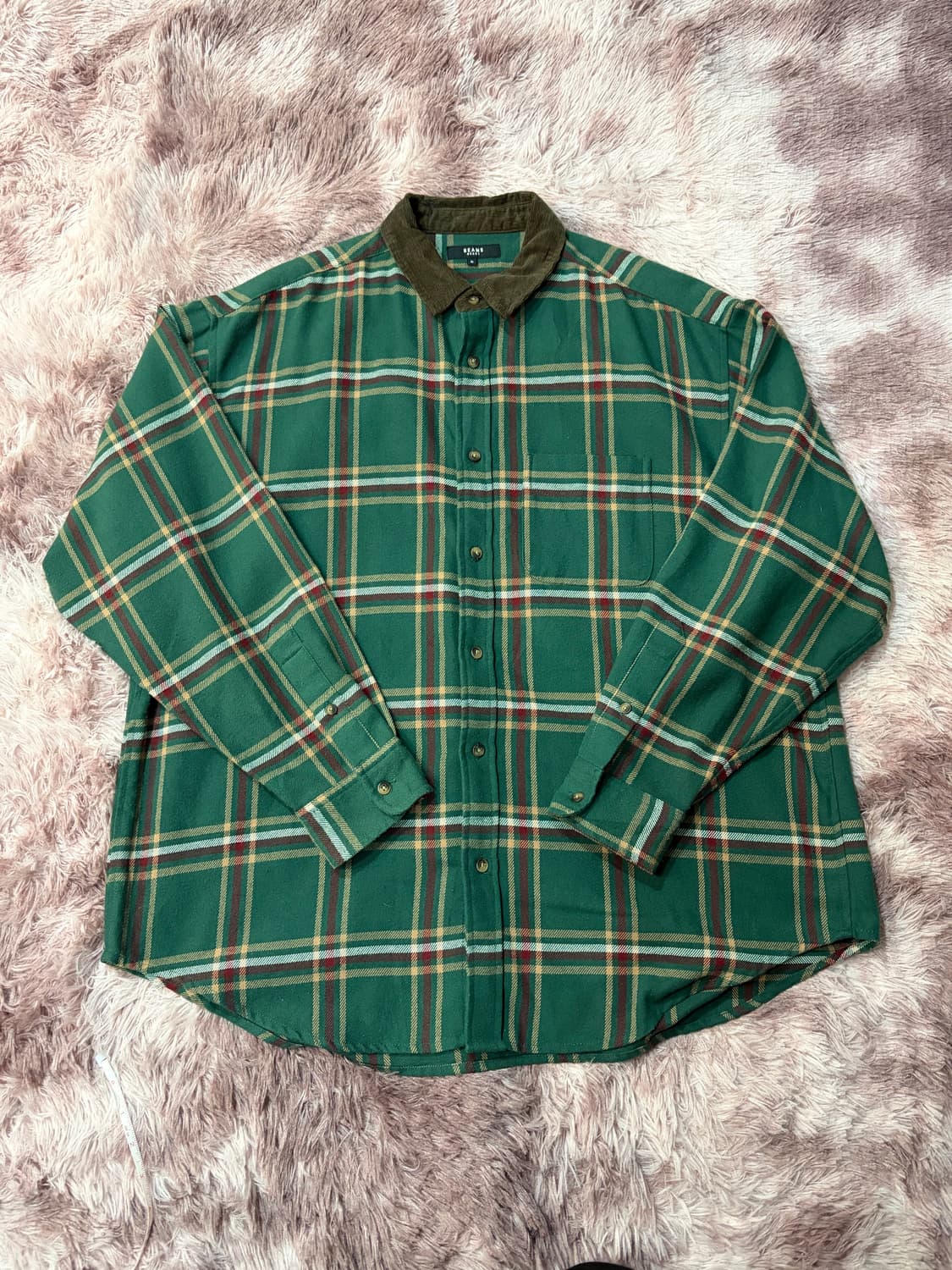 빔즈 하트 오버핏 코듀로이 체크 셔츠 상품이미지1