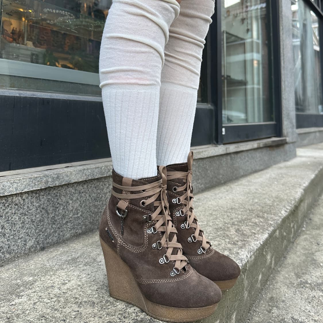 00s 디젤 스웨이드 웨지 힐 레이스업 부츠 상품이미지9