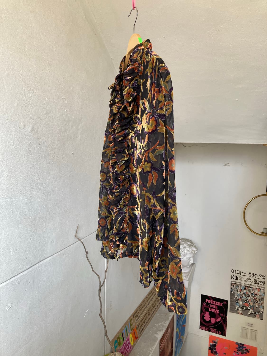 빈티지 플라워 벨벳 블라우스 상품이미지4