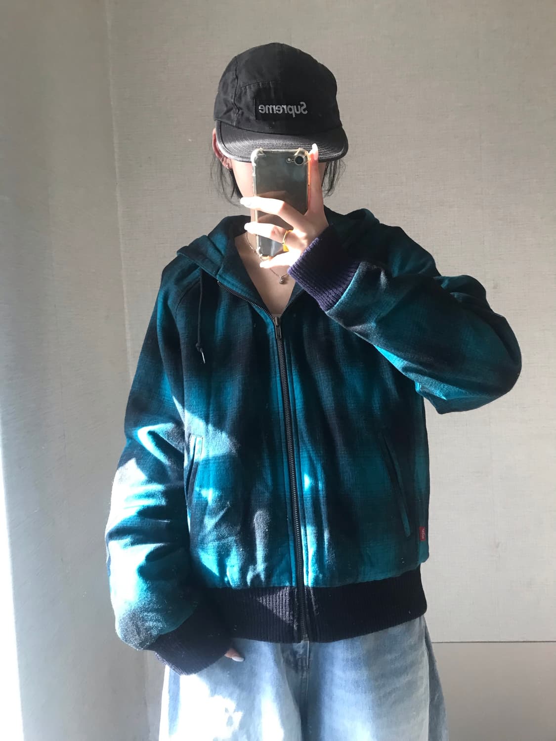 리바이스 퀄팅 누빔 체크 후드집업 상품이미지3