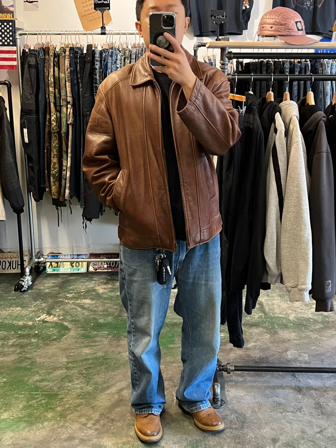 90s [100] INDIAN 빈티지 천연 가죽 블루종 자켓 상품이미지9