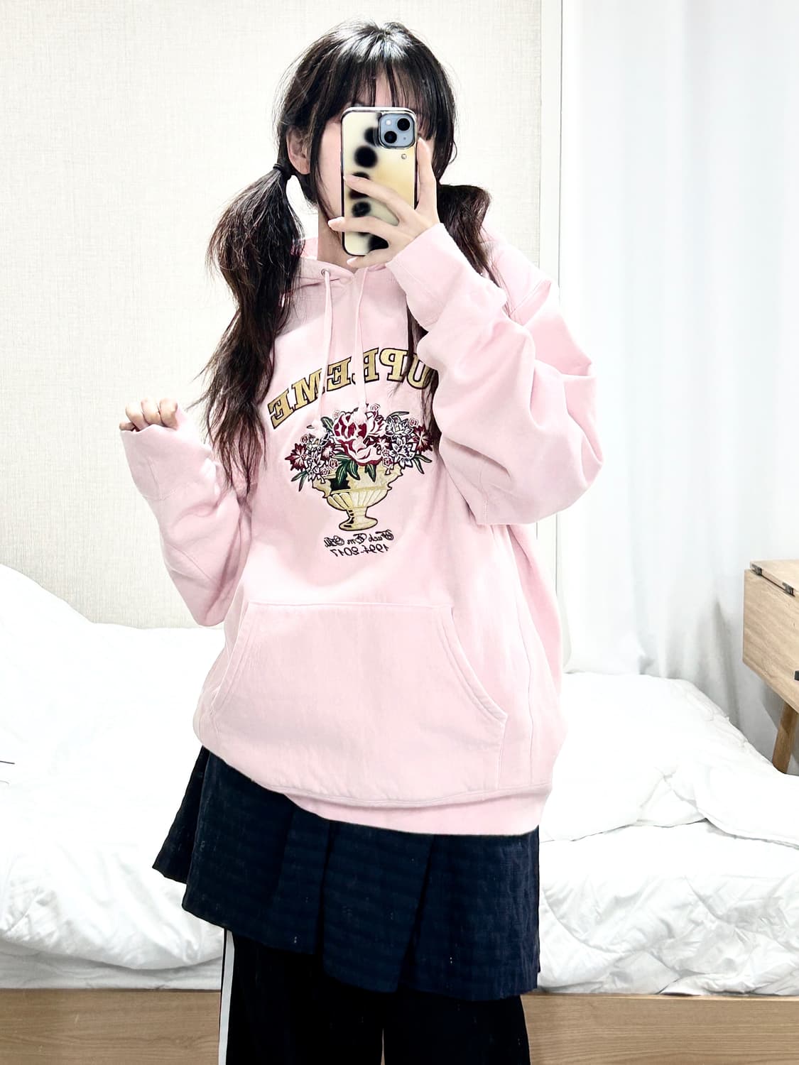 슈프림 17FW 센터피스 뮤트핑크 후드 상품이미지4