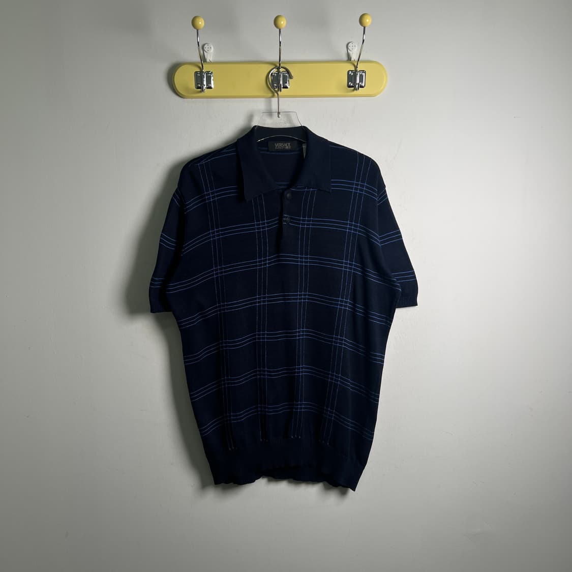 versace 베르사체 빈티지 네이비 스트라이프 니트 반팔 폴로 셔츠  상품이미지1