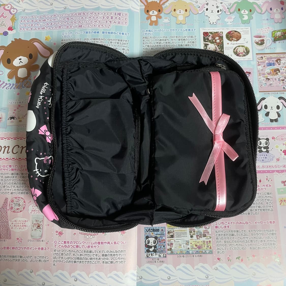 [새상품] 2004년도 고전키티 블랙핑크 리본 파우치 상품이미지4