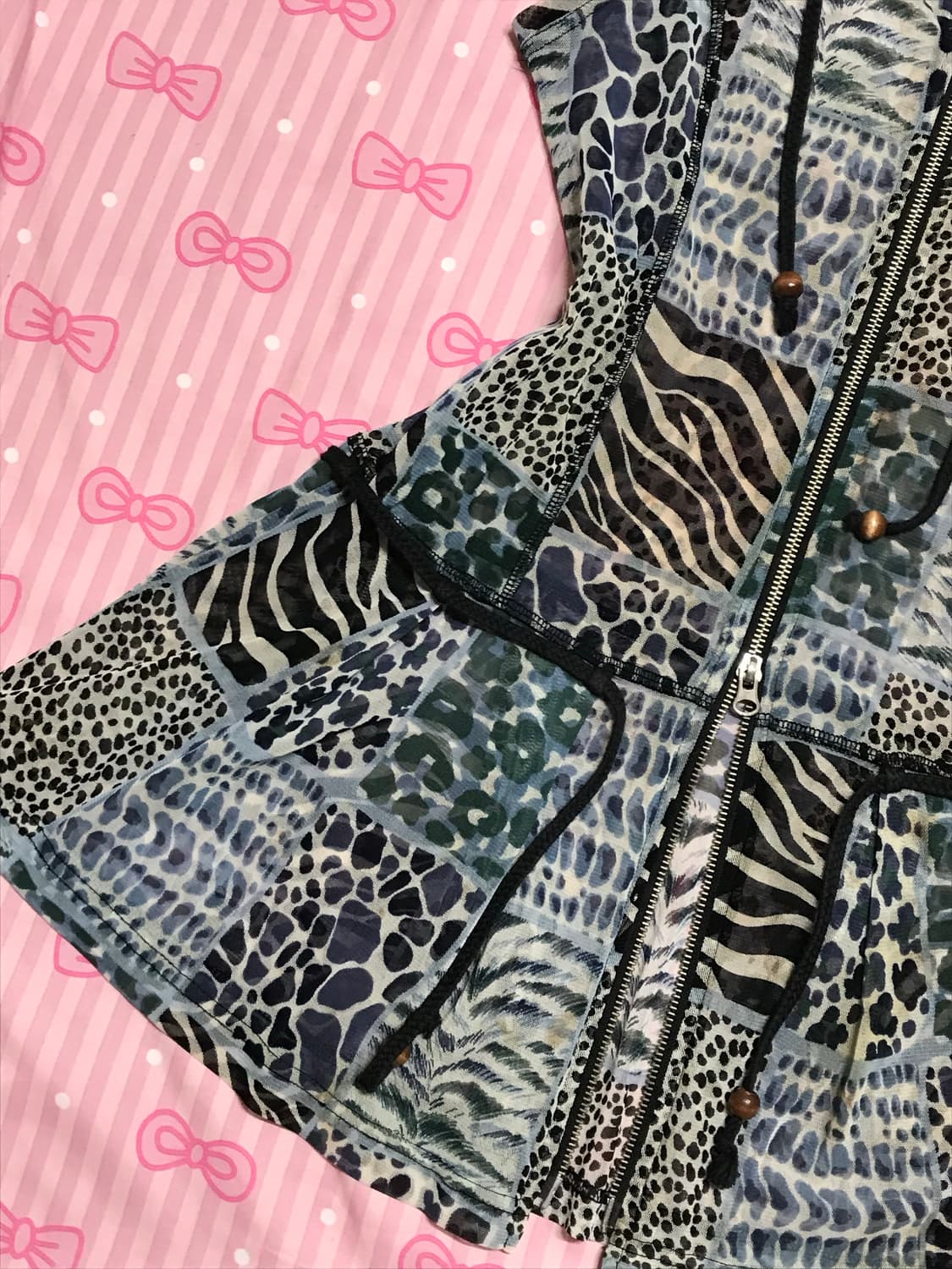 레오파드 블루 투웨이 나시 집업 갸루 y2k 상품이미지3