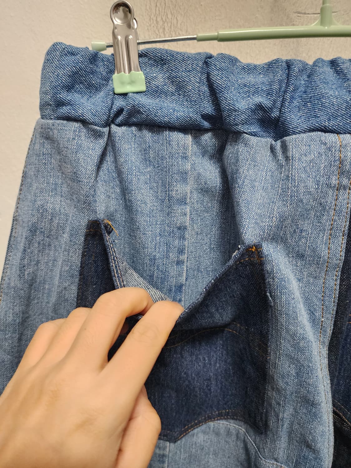 패치워크 데님 와이드 벌룬팬츠 상품이미지3