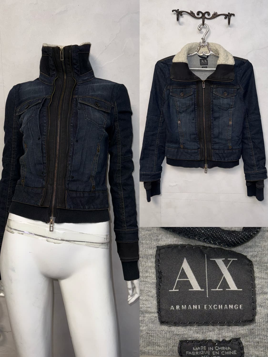 Armani Exchange raw denim fur 투웨이 집업 상품이미지1