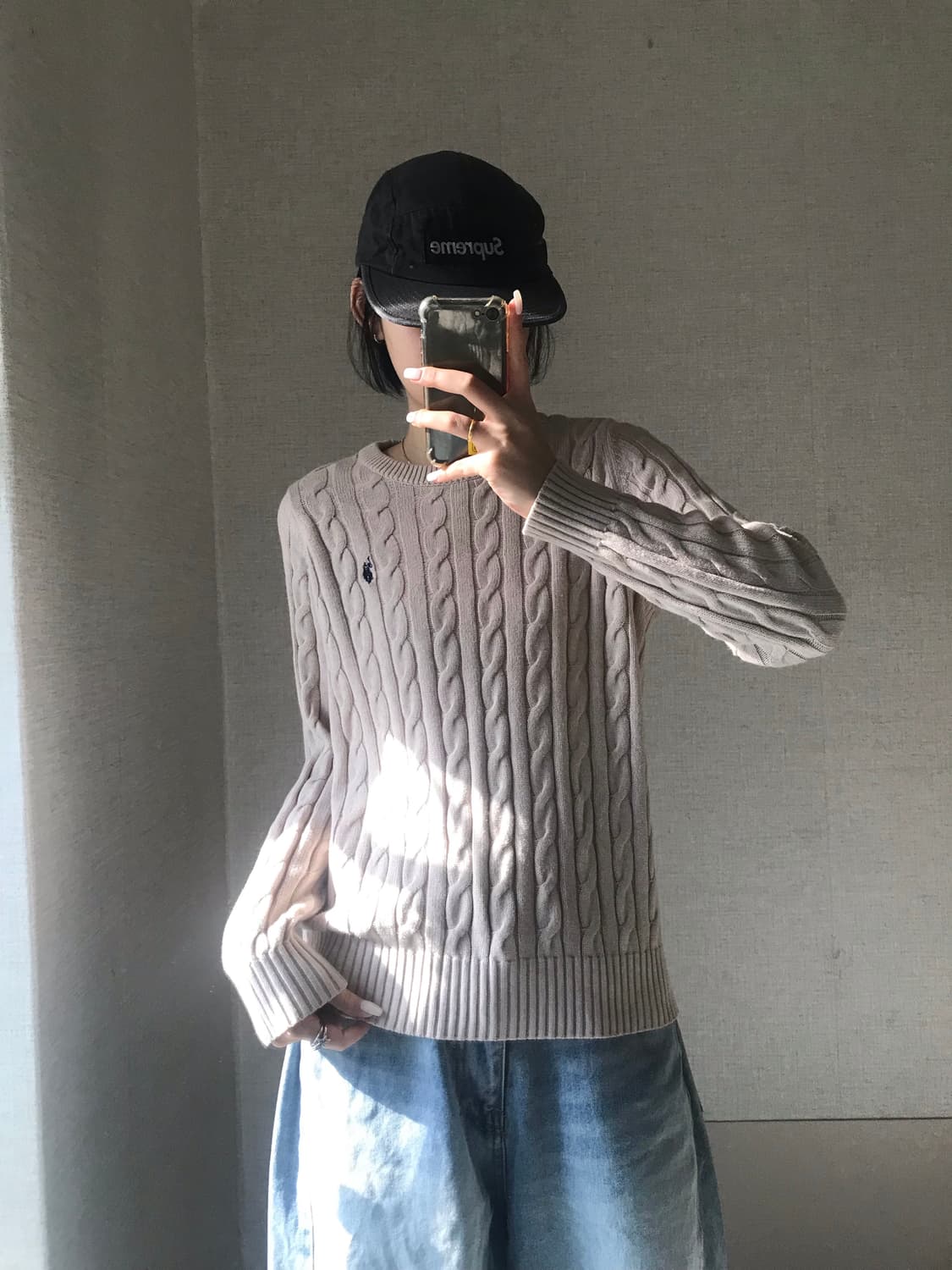 폴로 아쎈 베이지 케이블 니트 상품이미지1