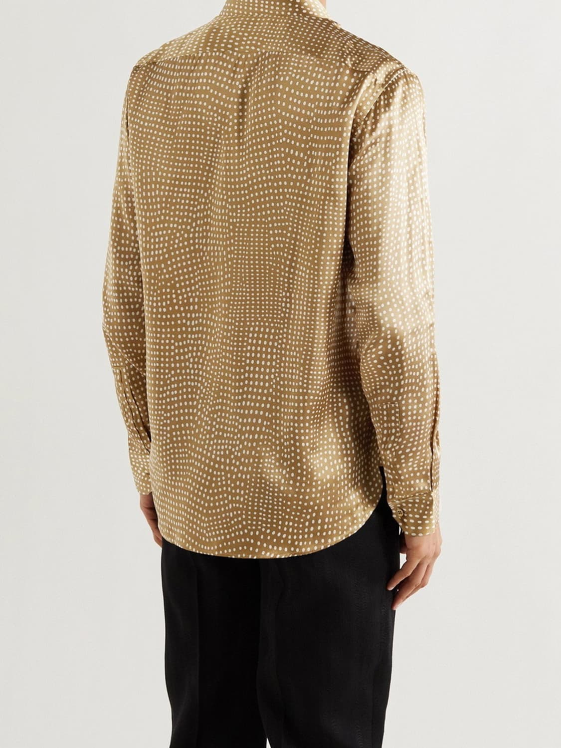[강동원님 착용] 생로랑 21ss 폴카닷 베이지 실크 셔츠 상품이미지3