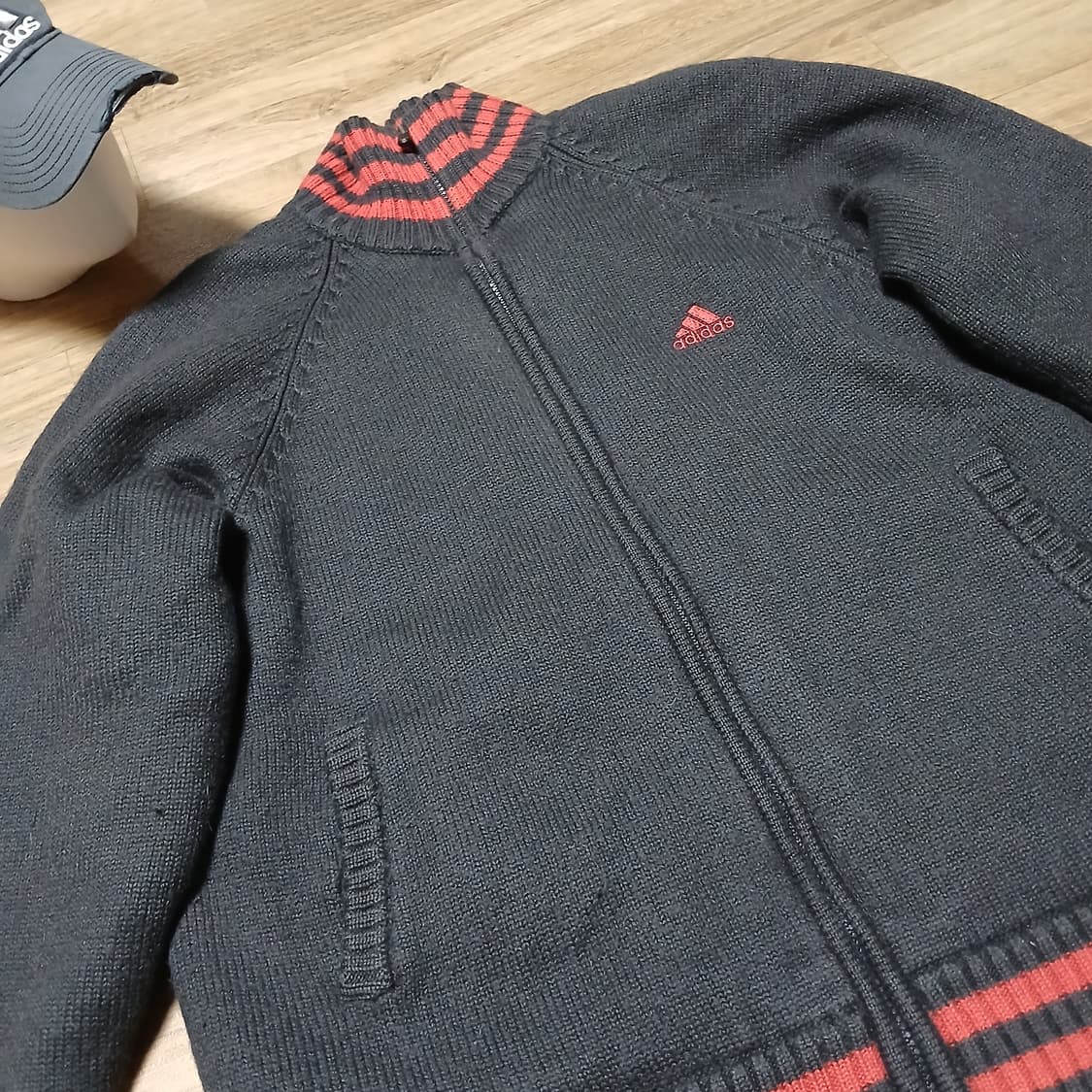 올드스쿨 아디다스 adidas 니트 누빔 점퍼 집업 자켓 패딩 상품이미지8