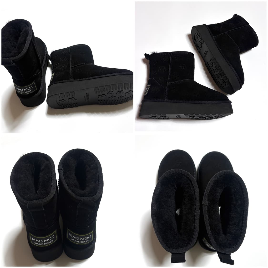 마크모크 36(230) 플라워패턴 소가죽 방한 어그부츠 블랙 상품이미지7