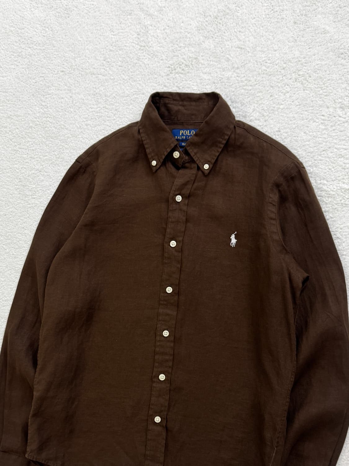 QR 폴로 브라운 린넨 셔츠 상품이미지1