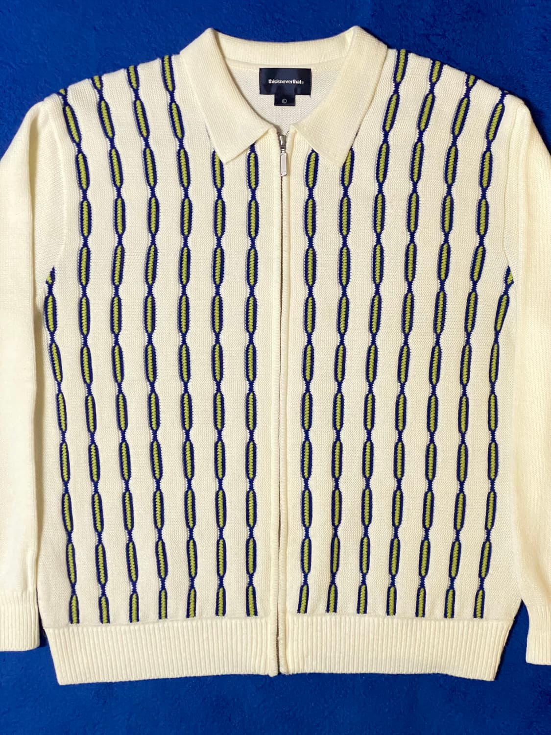 디스이즈네버댓 체인 폴로 집업 니트 L 상품이미지2