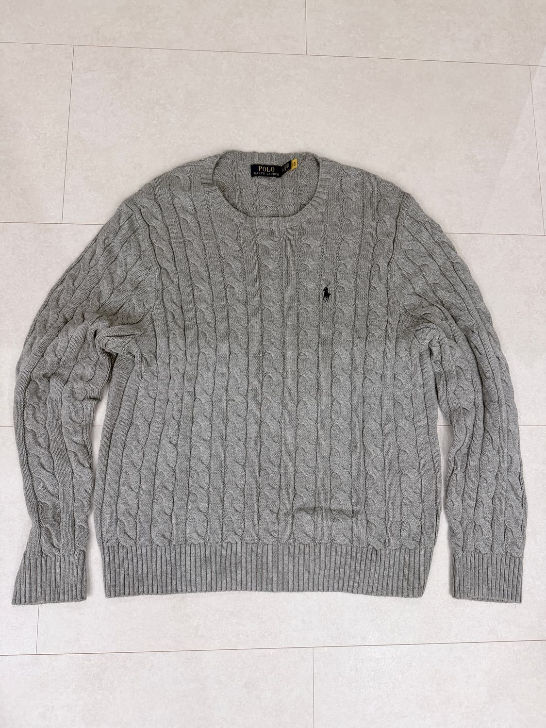 폴로 랄프로렌 케이블니트 코튼 스웨터 - 그레이 상품이미지1