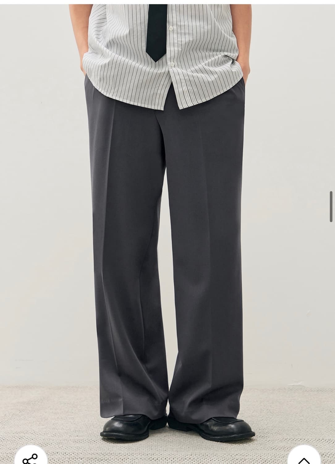 (새상품)(XL) 드로우핏 투턱 밴딩 와이드 슬랙스 [BLUE GREY] 상품이미지4