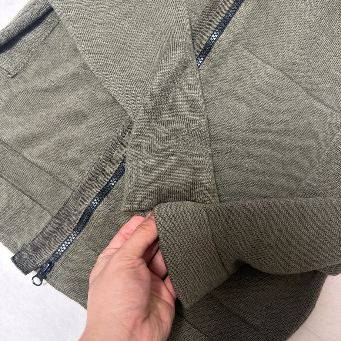 [ XL ] 스톤아일랜드 나일론 후드 니트집업 자켓 카키 상품이미지3