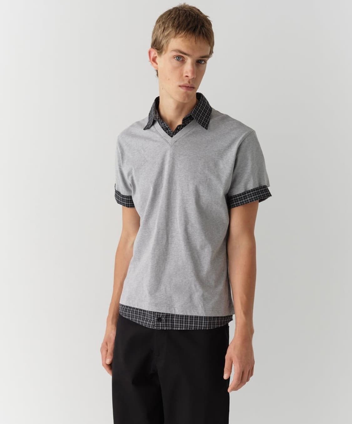 [S,M,XL]기마구아스 Mauri 레이어드 폴로 셔츠/그레이 상품이미지1