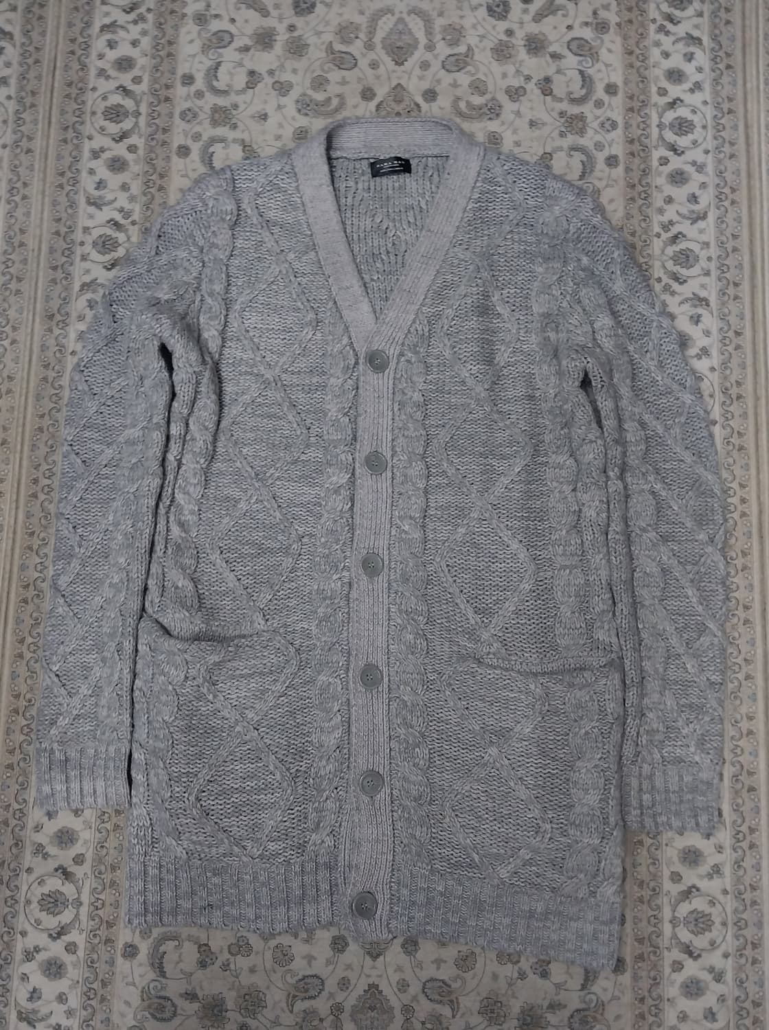 자라 맨 케이블 니트 롱 가디건 42 상품이미지1