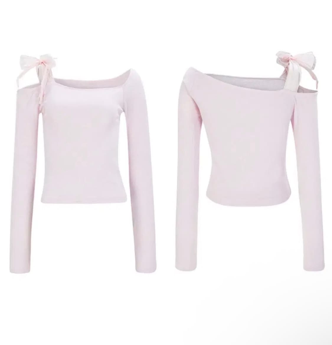 새상품) 아이토브서울 원숄더 리본 티셔츠 핑크 상품이미지1