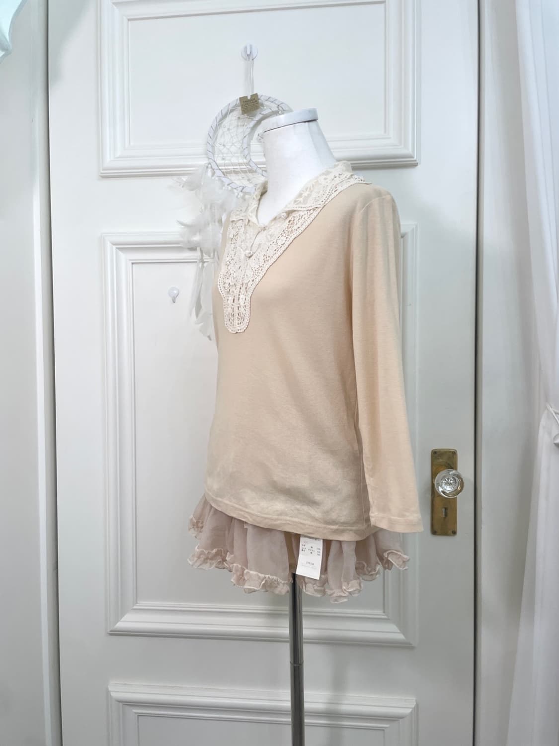 coral cream mori lace collar top 상품이미지2