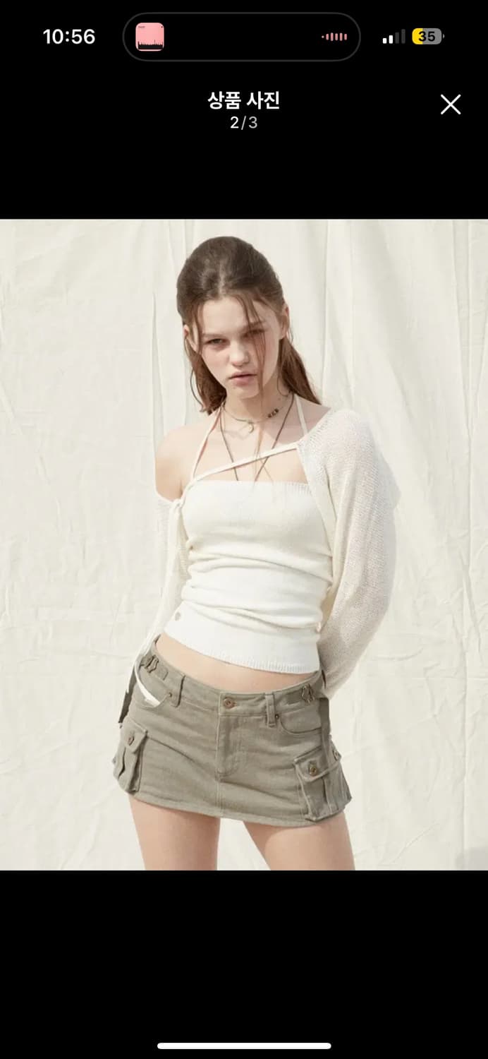 페인오어플레져 주리 스커트 카키 상품이미지2