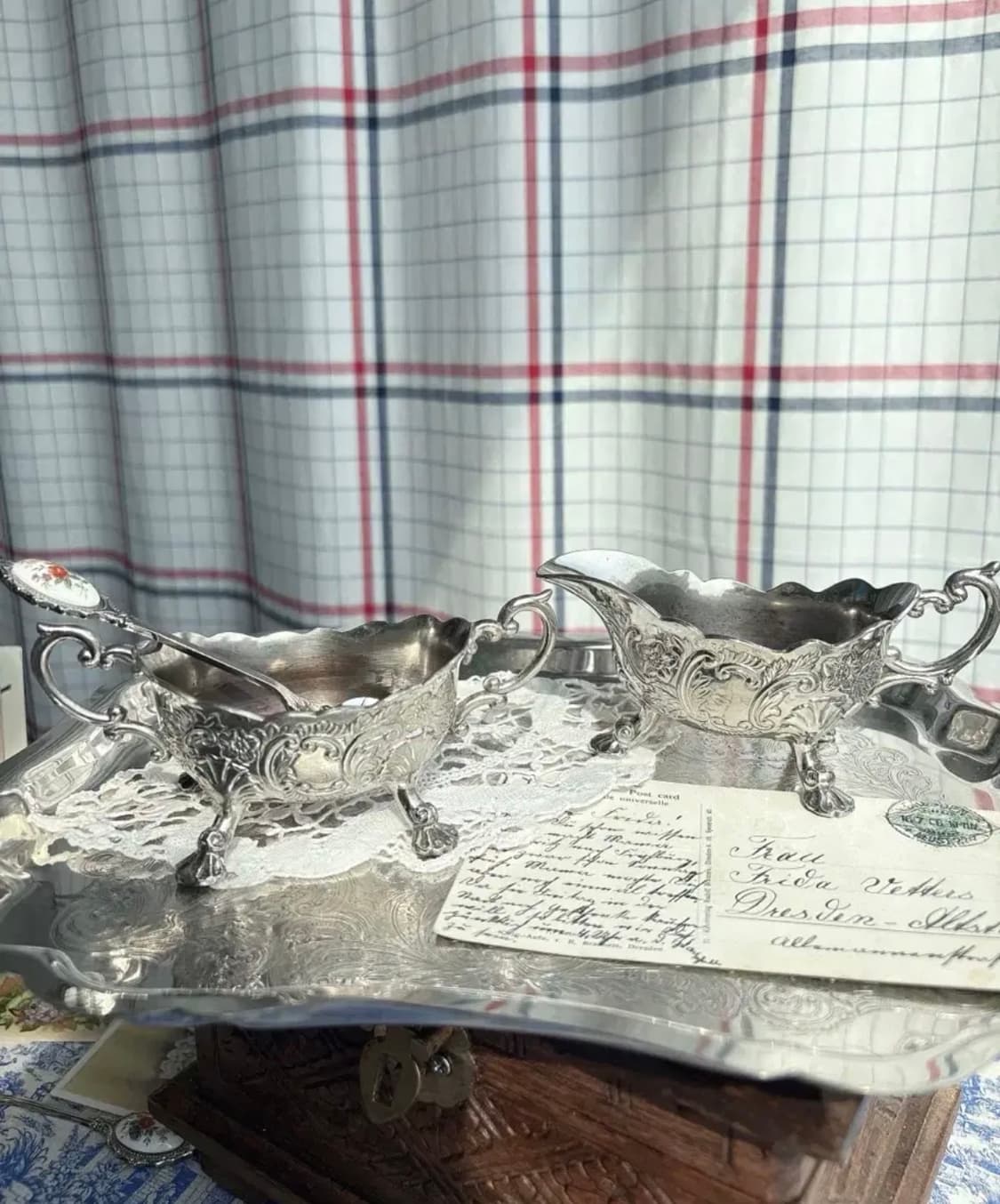 앤틱 실버플레이트 욕조모양 크리머 슈가볼세트 상품이미지1