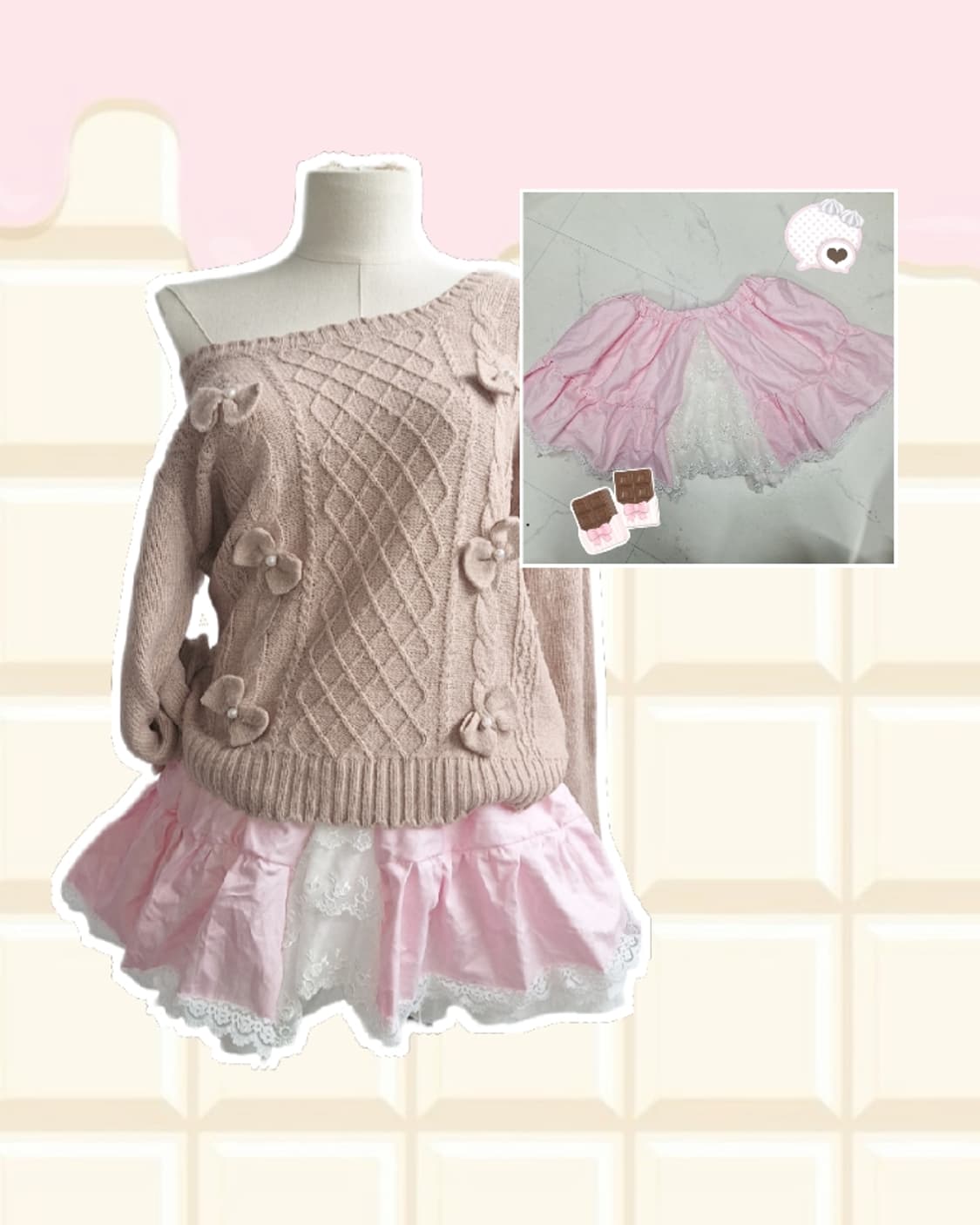 슈슈 핑크 히메갸루 스커트 러블리 히메카지 갸루 로걀 상품이미지1