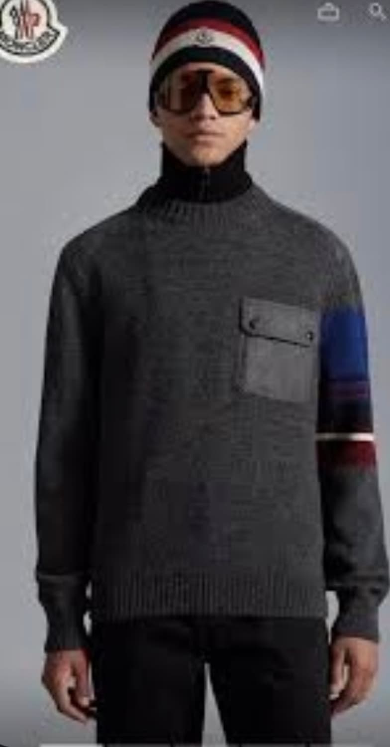 (A+/3XL) / 몽클레어 울 플란넬 믹스 스웨터 니트 그레이 상품이미지10