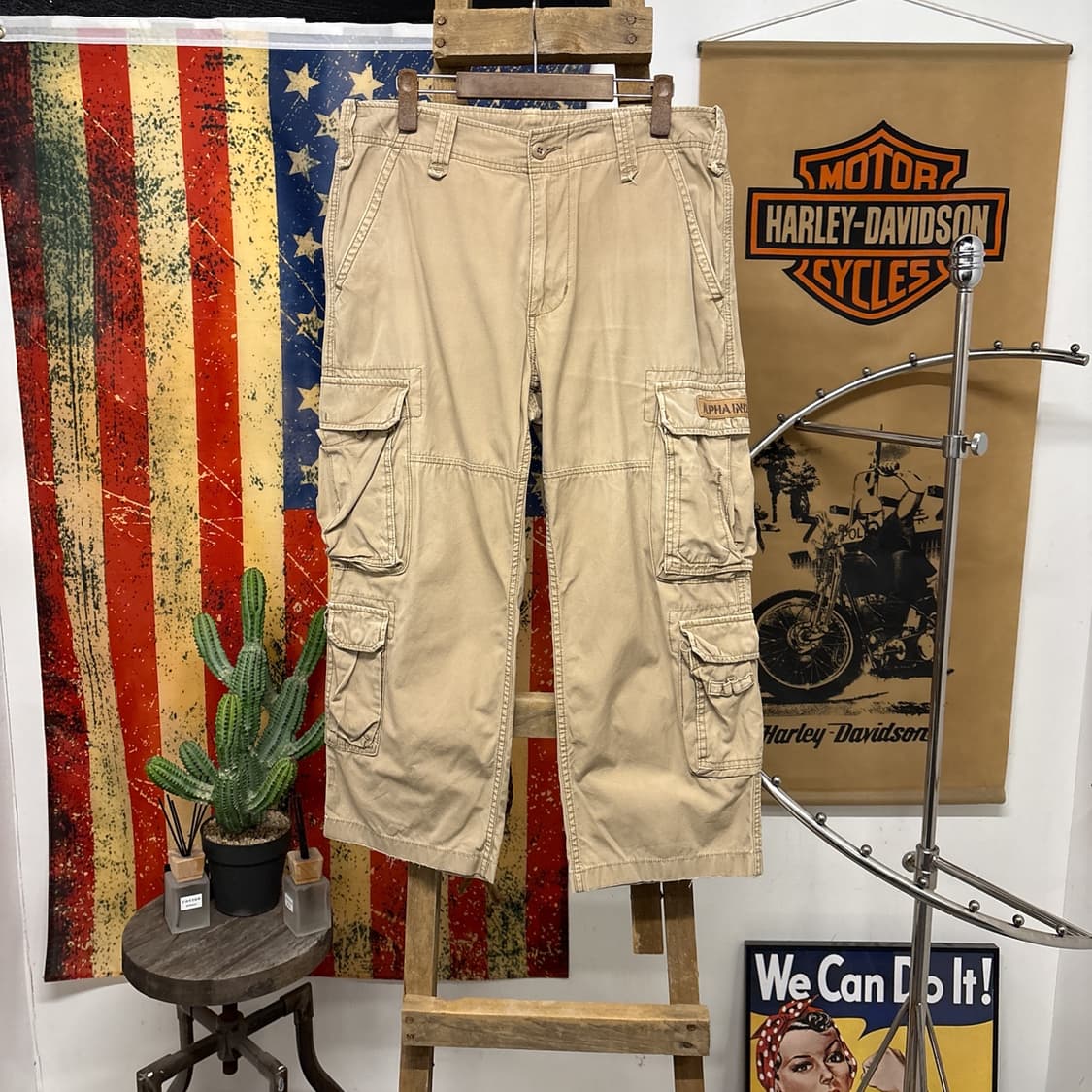 알파인더스트리 유틸리티 멀티포켓 와이드 카고팬츠 데저트베이지 N950 상품이미지1